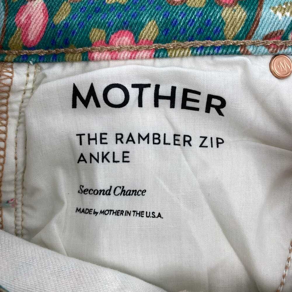 MOTHER Green Pink High Rise Jeans Floral Rambler Zip Ankle | Womens 24 - Picture 8 of 10